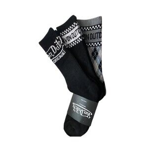 Von Dutch Originals 3 Pair Men's Crew Socks, Black & Gray Color Scheme